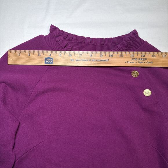 Talbots Dress Womens Small Purple Long Sleeve Midi Ruffle Trim 100% Cotton NWOT - Picture 4 of 15